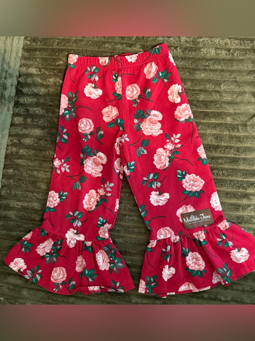 Matilda Jane Heart to Heart Rosebud Floral pants Ruffle legs Girls size 4